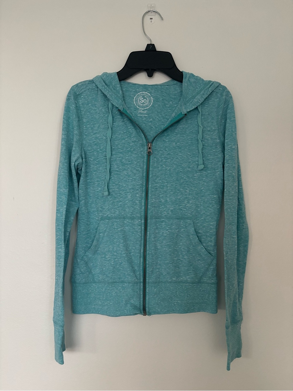 SO Y2K blue zip up hoodie sweatshirt women’s small yoga comfy workout